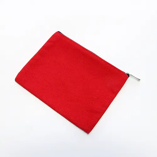 Red With Zipper Ladies Travel Pouch For Toiletries Waterproof Small Makeup Bag